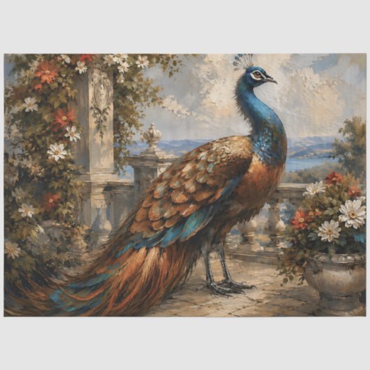 Rustic Peacock Terrace Decoupage 薄葉紙 (正面)