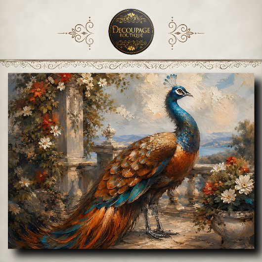 Rustic Peacock Terrace Decoupage 薄葉紙