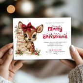 Rustic Peeking Reindeer Funny Holiday Greeting  シーズンカード