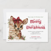 Rustic Peeking Reindeer Funny Holiday Greeting シーズンカード (正面)