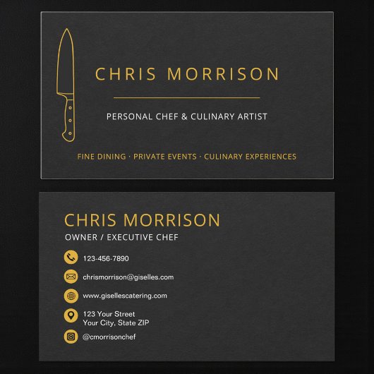 Rustic Personal Chef Catering Knife 名刺