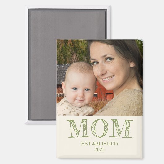 Rustic Personalize Name Year Established Mom Gift マグネット (正面/裏面)