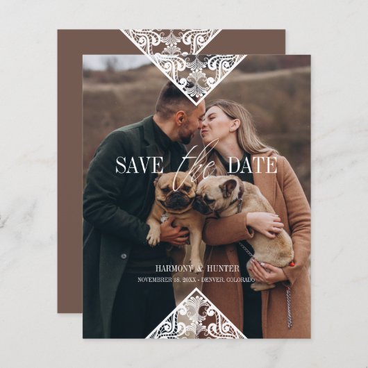 Rustic Pet Photo Lace Effect Whimsical Typography (正面/裏面)