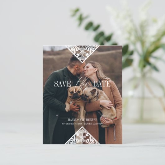 Rustic Pet Photo Lace Effect Whimsical Typography (スタンド正面)