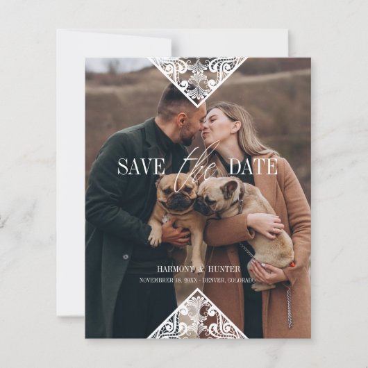 Rustic Pet Photo Lace Effect Whimsical Typography (正面)