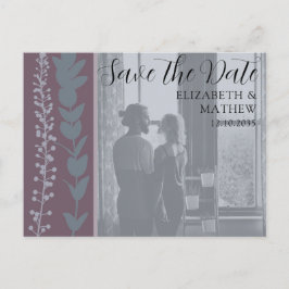 Rustic Photo & Foliage Save the Date ウェディング 案内ポストカード