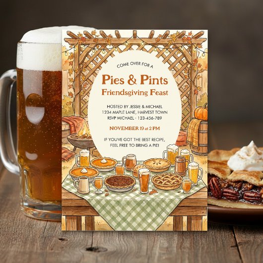 Rustic Pies and Pints フレンズギビングパーティー 招待状