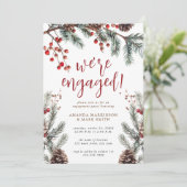Rustic Pine & Berry Winter Engagement Party 招待状 (スタンド正面)