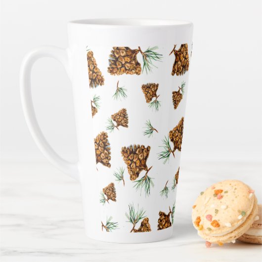 Rustic Pine Cone Forest Mug – Nature-Inspired Desi カフェラテマグ (インサイチュ)