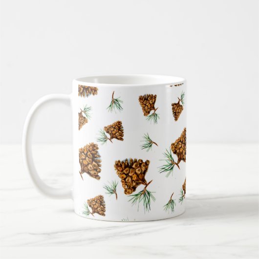 Rustic Pine Cone Forest Mug – Nature-Inspired Desi コーヒーマグカップ (左)