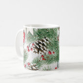Rustic Pine Cone Holiday Watercolor Classic コーヒーマグカップ (正面左)