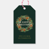 Rustic Pine Dried Orange Wreath Green Holiday ギフトタグ (正面)