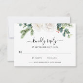 Rustic Pine Eucalyptus Greenery Boho Wedding RSVP  (正面)