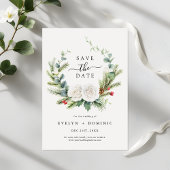 Rustic Pine Eucalyptus Greenery Foliage Wedding セーブザデート