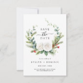 Rustic Pine Eucalyptus Greenery Foliage Wedding セーブザデート (正面)