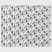 Rustic Pine Forest Scandi Christmas Trees Pattern ラッピングペーパー (フラット)