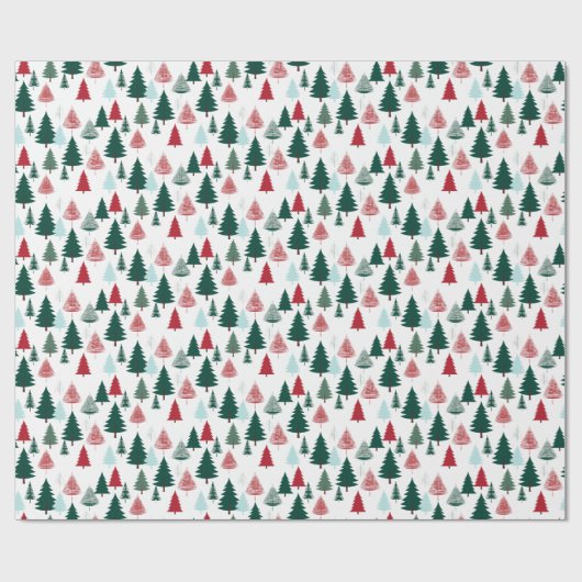 Rustic Pine Forest Scandi Christmas Trees Pattern ラッピングペーパー (フラット)