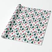 Rustic Pine Forest Scandi Christmas Trees Pattern ラッピングペーパー (アンロールド)