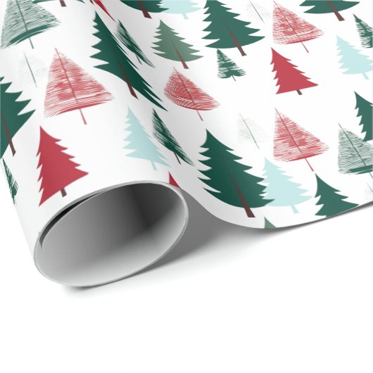 Rustic Pine Forest Scandi Christmas Trees Pattern ラッピングペーパー (ロールコーナー)