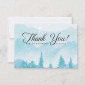 Rustic Pine Forest Winter Wedding サンキューカード (正面)