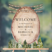 Rustic Pine Forest Wood Slice Wedding Welcome アクリルサイン (ニュートラル)