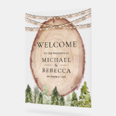 Rustic Pine Forest Wood Slice Wedding Welcome アクリルサイン (傾斜)