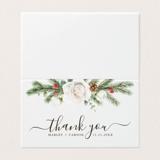 Rustic Pine Greenery Boho Wedding Folded Thank You (外部フラット)