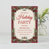 Rustic Pine & Plaid Holiday Party 招待状 (スタンド正面)