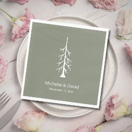 Rustic Pine Tree Sage Green Casual Wedding  スタンダードランチョンナプキン