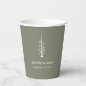 Rustic Pine Tree Sage Green Wedding Reception 紙コップ (正面)