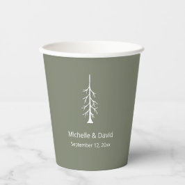 Rustic Pine Tree Sage Green Wedding Reception 紙コップ