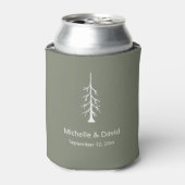 Rustic Pine Tree Sage Green Wedding Reception 缶クーラー (缶正面)