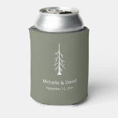 Rustic Pine Tree Sage Green Wedding Reception 缶クーラー (缶裏面)