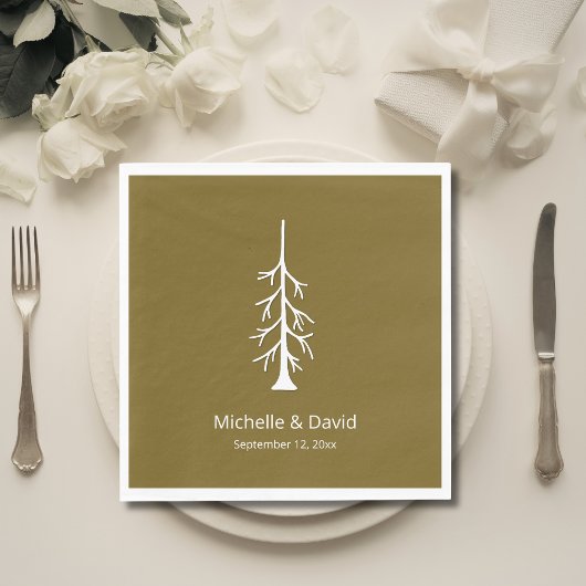 Rustic Pine Tree Woodland Casual Wedding Brown スタンダードランチョンナプキン
