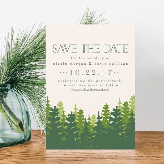 Rustic Pine Trees Wedding セーブザデート