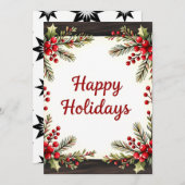 Rustic Pine Watercolor Photo Christmas Card  シーズンカード (正面/裏面)