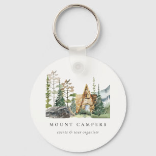 Rustic Pine Woods Watercolor Camping Mountain Camp キーホルダー