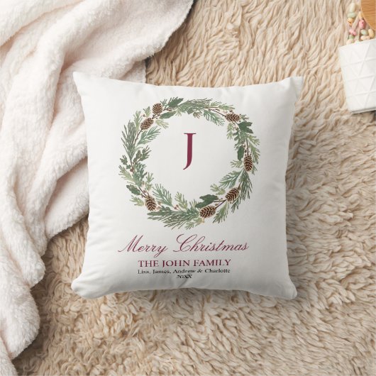 Rustic Pine Wreath Christmas クッション (ブランケット)