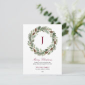 Rustic Pine Wreath Christmas シーズンカード (スタンド正面)
