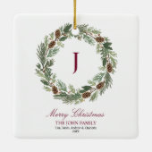 Rustic Pine Wreath Christmas セラミックオーナメント (裏面)