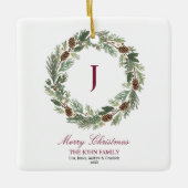 Rustic Pine Wreath Christmas セラミックオーナメント (正面)