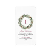 Rustic Pine Wreath Christmas ラベル (正面)