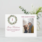 Rustic Pine Wreath Christmas 招待状 (スタンド正面)