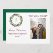 Rustic Pine Wreath Christmas 招待状 (正面/裏面)