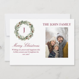 Rustic Pine Wreath Christmas 招待状