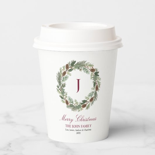 Rustic Pine Wreath Christmas 紙コップ (裏面)
