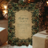 Rustic Pinecone Botanical Christmas 招待状