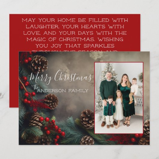 Rustic Pinecone Christmas Card  シーズンカード (正面/裏面)