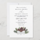 Rustic Pinecone Country Elegant QR Code Wedding 招待状 (正面)