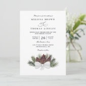 Rustic Pinecone Country Elegant QR Code Wedding 招待状 (スタンド正面)